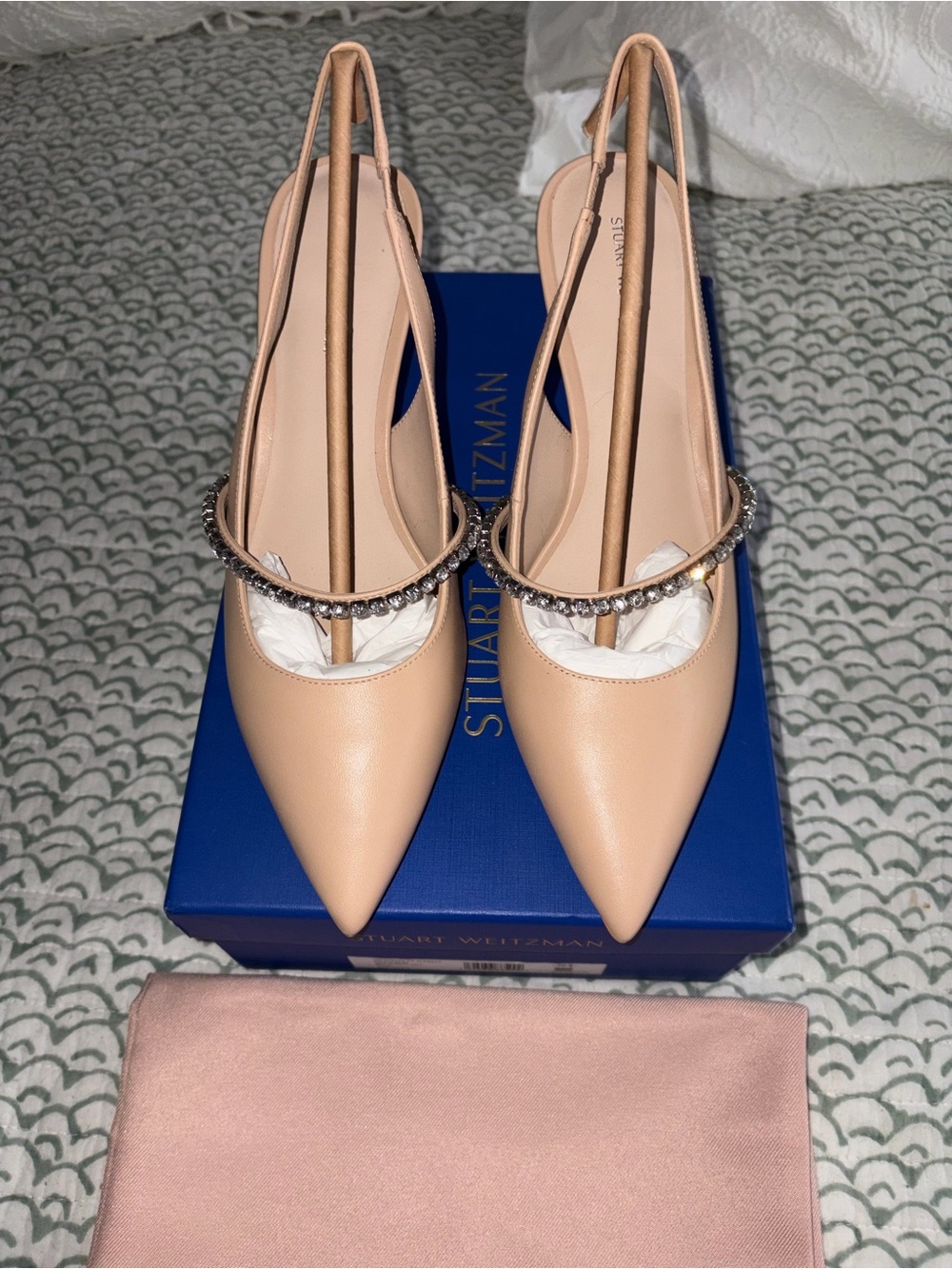 Stuart Weitzman Crystaline 75 Slingback Pumps in Golden Beige - Picture 4 of 4